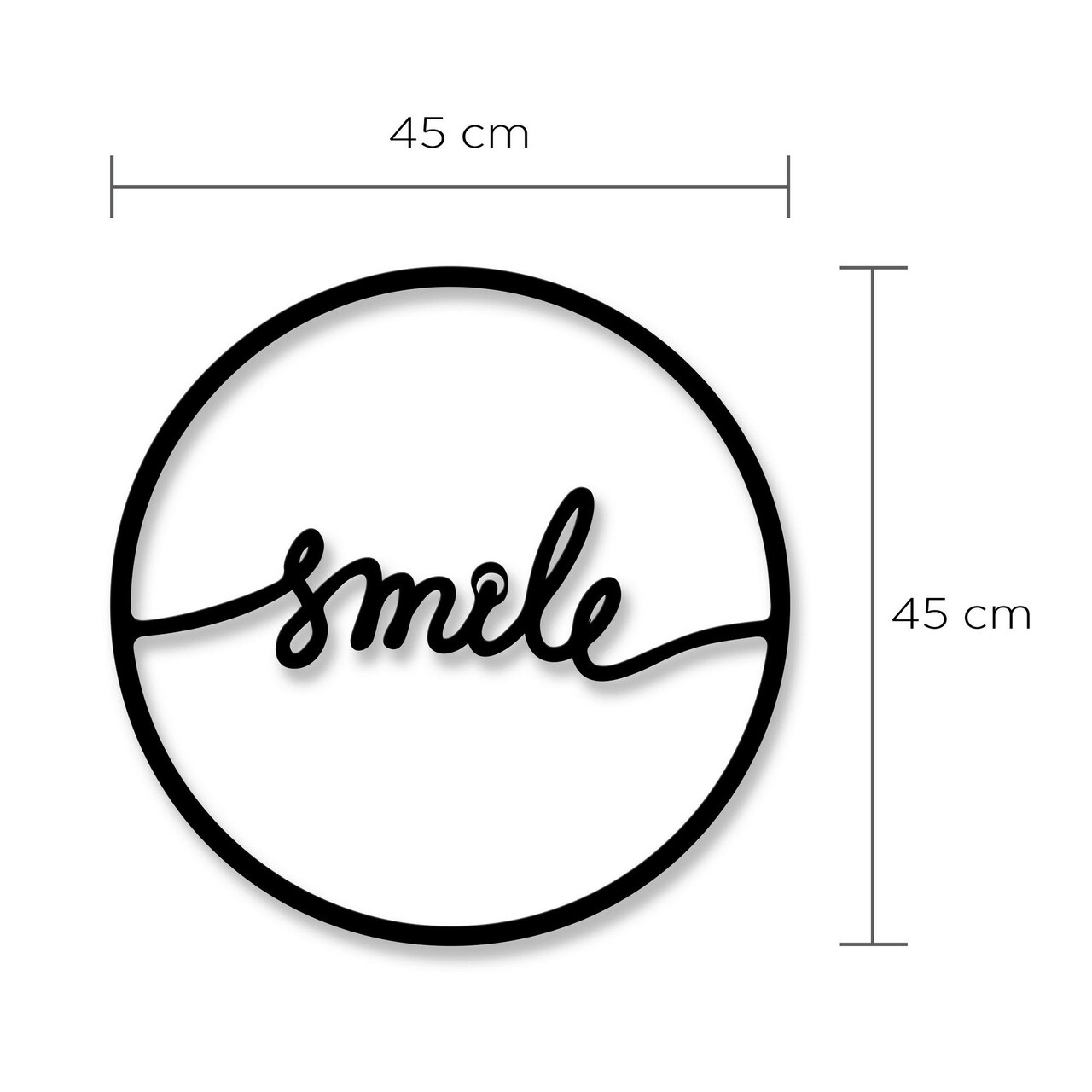 Decoratiune de perete, Smile, Metal, Dimensiune: 40 x 40 cm, Negru - 1 | YEO