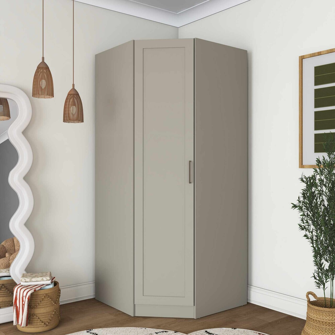 Dulap pentru haine, Hanah Home, BA311, 91x210x57.5 cm, Gresie — imaginea 4