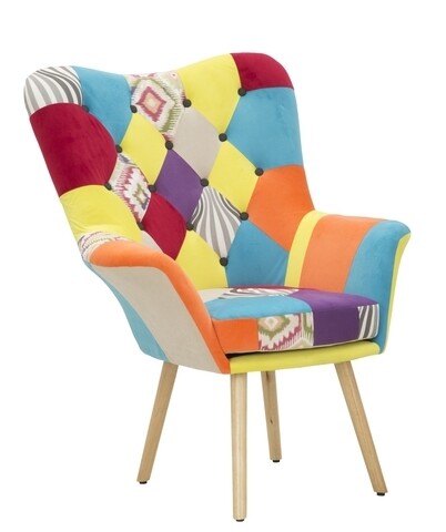 Fotoliu Cartagine, Mauro Ferretti, 86 x 85 x 104 cm, lemn de arbore de cauciuc/fier/textil, multicolor 104
