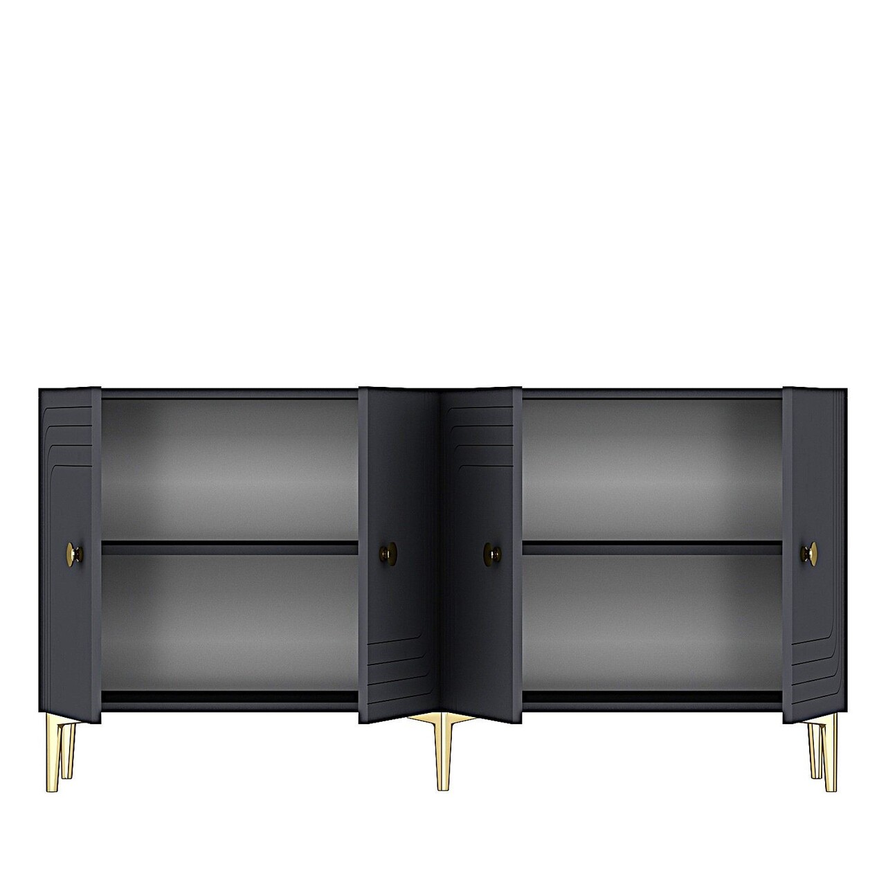Consola, Hanah Home, Lessi 150, 150x75x32 cm, Antracit / Aur - view 7
