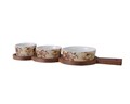 Set pentru servire gustari Flowers, Decoris, 4 piese, portelan, multicolor