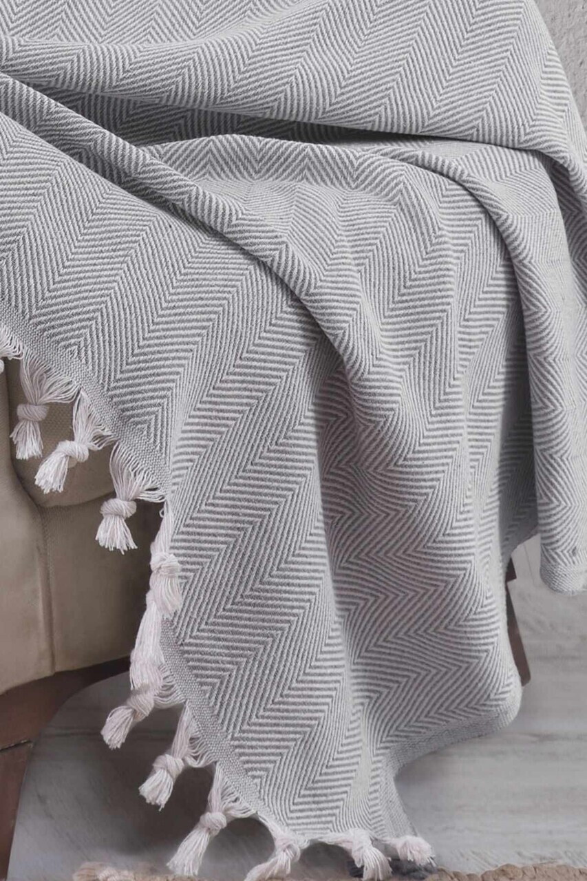 Cuvertura de pat, L'essentiel Maison, 150 Natural, Bumbac, Gri — imaginea 3