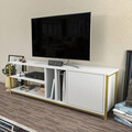 Comoda TV, Retricy, Oneida, 140x35.3x50.8 cm, PAL, Aur/Alb