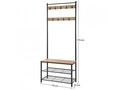 Cuier cu bancheta si pantofar, Vasagle, 70 x 32 x 175 cm, otel/PAL,  mango yellow