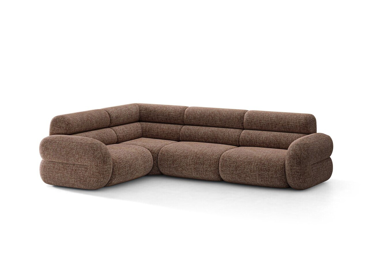 Coltar stanga 5 locuri, Neo, Micadoni Home, 295x210x83 cm, tesatura Chenille Silencio, maro — imaginea 2