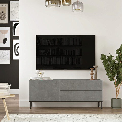 Comoda tv, yardley, lv5, pal, argintiu / negru