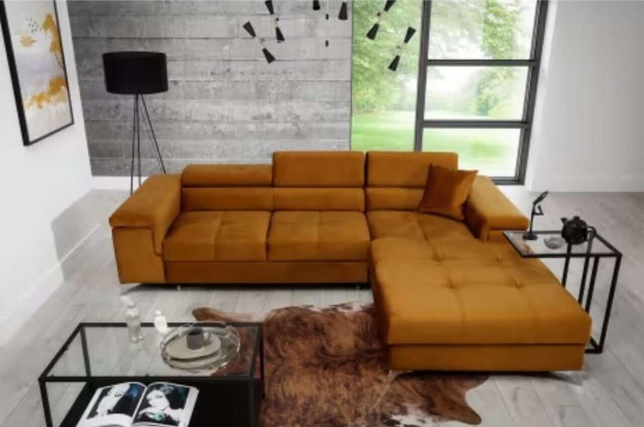 Coltar extensibil dreapta 4 locuri ELTAP, Ric-66, Ricardo, 281x205x88 cm, lemn/poliester, mustar - view 2