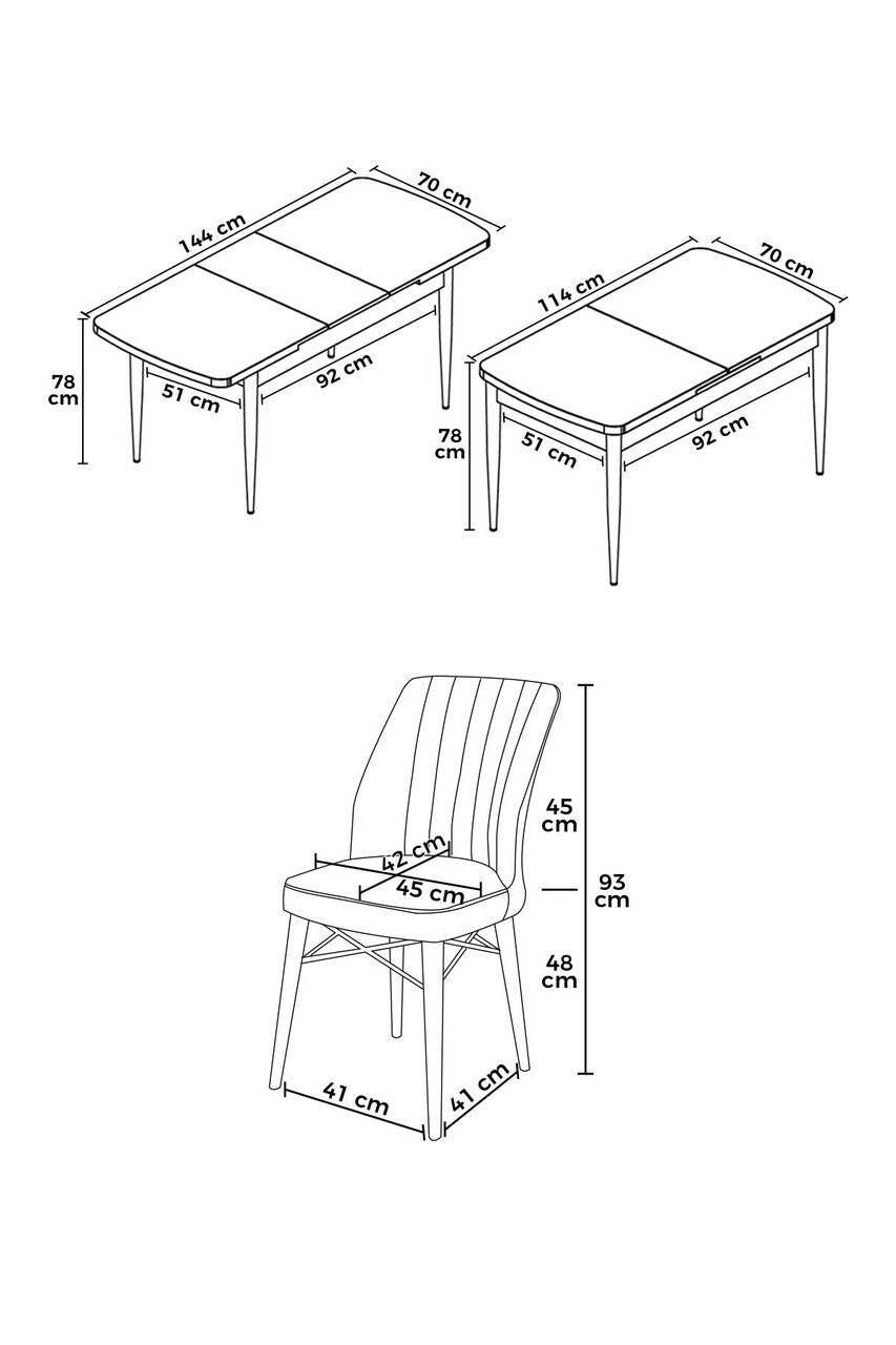 Set masa extensibila si scaune (5 piese), Hanah Home, Nef, Model de marmură neagră / Verde kaki — imaginea 3