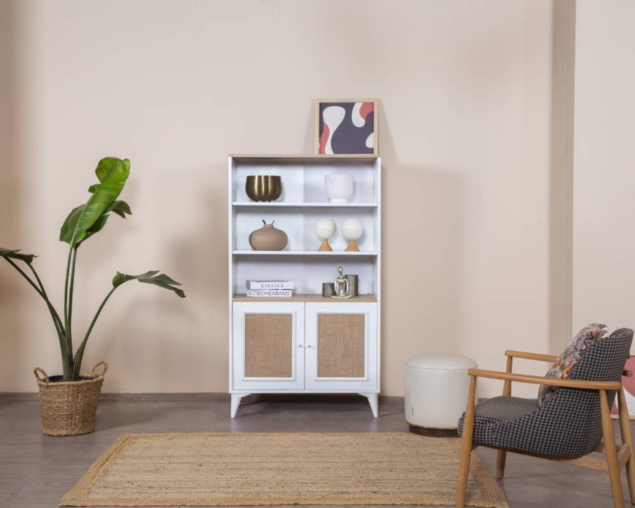 Corp biblioteca, Wolina, Mount, 90x158x41 cm, Stejar alb