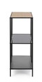 Consola Haldor, Bizzotto, 82x33x85 cm, otel/MDF/sticla temperata, negru/natural