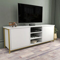Comoda TV, Retricy, Otis, 140x35.3x50.8 cm, PAL, Aur/Alb