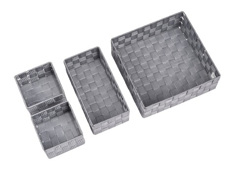 Set 4 cosuri pentru depozitare, wenko, adria, 28 x 10 x 28 cm, polipropilena, gri