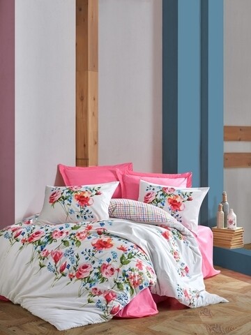 Lenjerie de pat dubla Pamela - Red, Cotton Box, 4 piese, bumbac ranforce, rosu