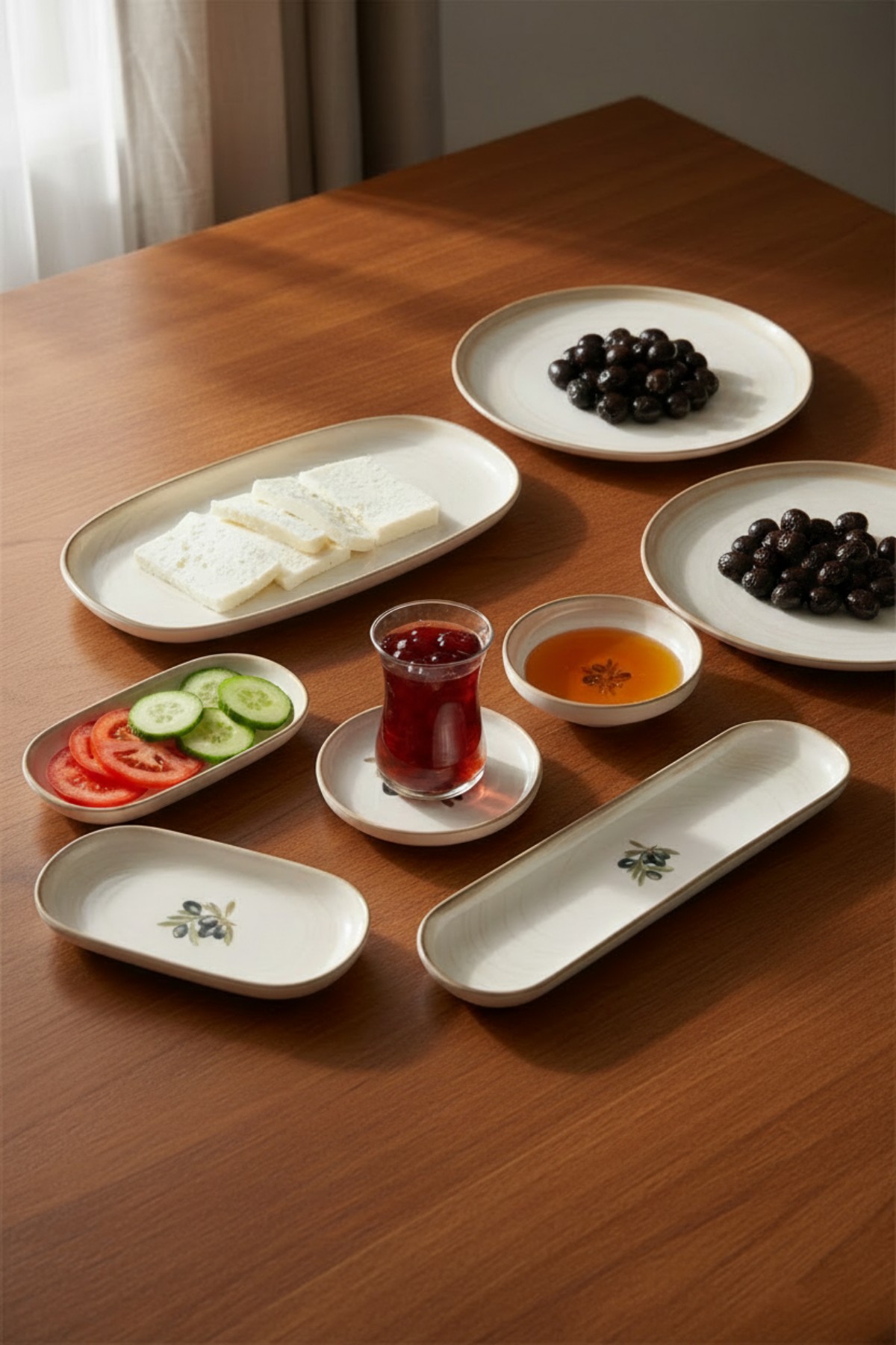 Set de mic dejun, Hermia, 208PEK1139, Portelan, Platou cu măsline: 25 cm (2 bucăți), Multicolor