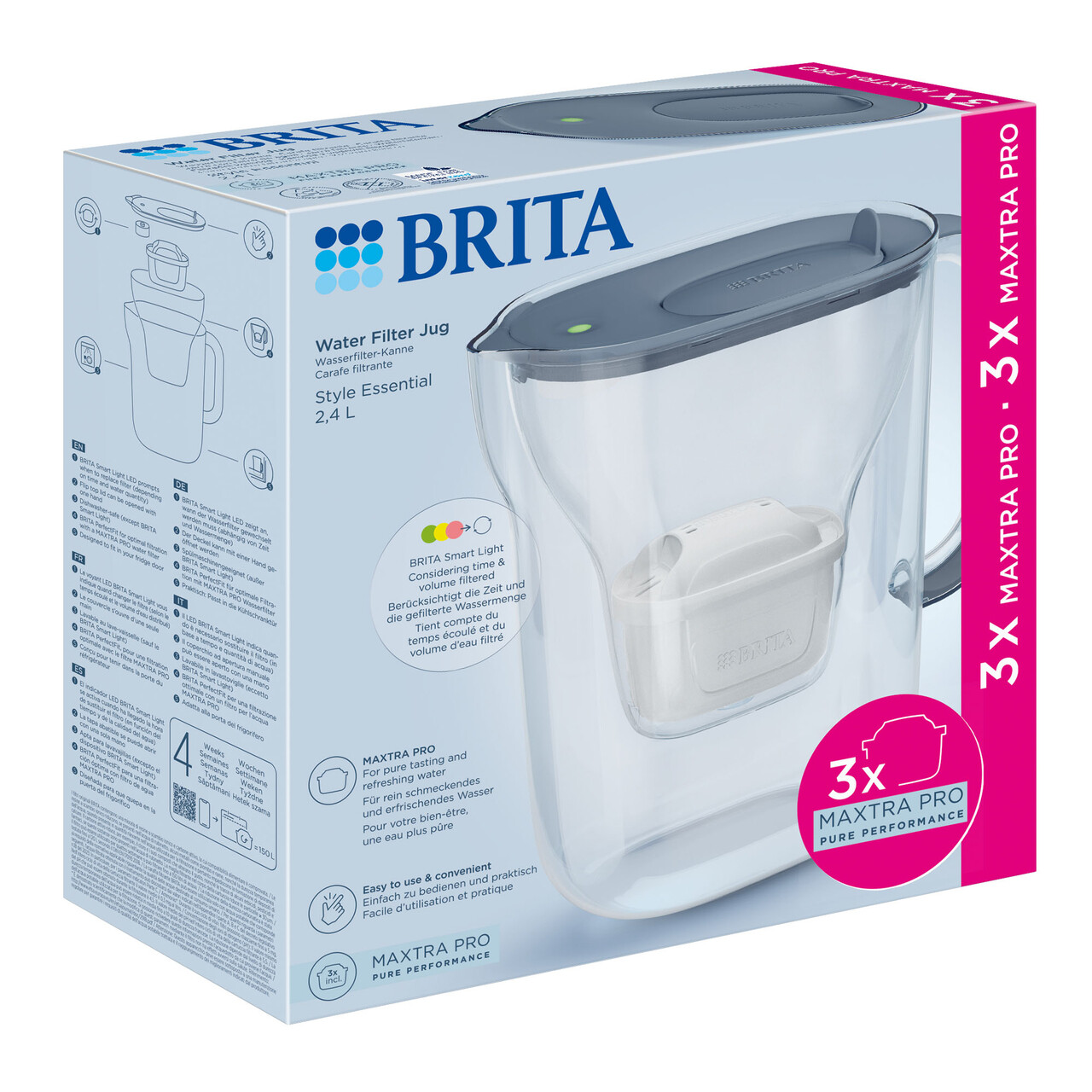 Starter pack BRITA Style Essential 2,4 L + 3 filtre Maxtra Pro (Stone Blue) - view 3