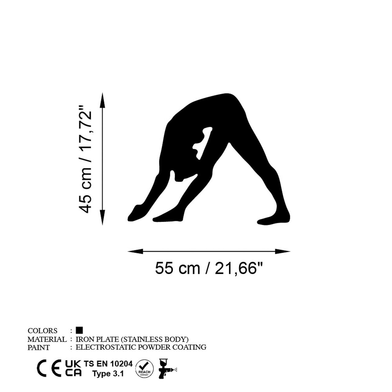 Decoratiune de perete, Yoga 14, Dimensiune: 55 x 45 cm, Negru — imaginea 6
