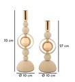Set 2 suporturi de lumanare Saturn, Mauro Ferretti, 10x27 cm, 10x33 cm, fier, crem/auriu