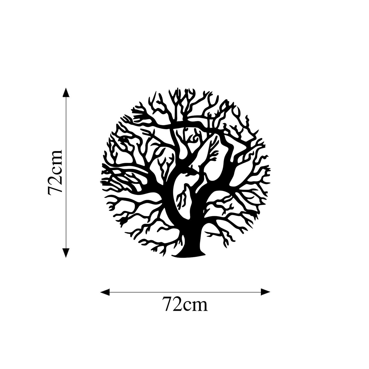Decoratiune de perete, Monument Tree, Metal, Dimensiune: 72 x 72 cm, Negru