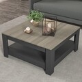Masuta de cafea, Minima, Grado, 89 x 46 x 89 cm, pal melaminat, gri inchis/stejar