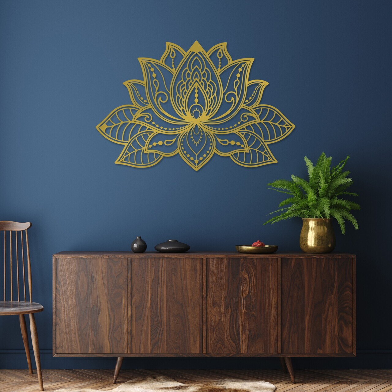 Decoratiune de perete, Lotussa-2, Metal, (Grosime: 1,5 mm), Auriu — imaginea 4