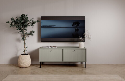 Comoda TV ADRK, Tili 2D, 120.6x40.8x50 cm, PAL laminat, verde eucalipt