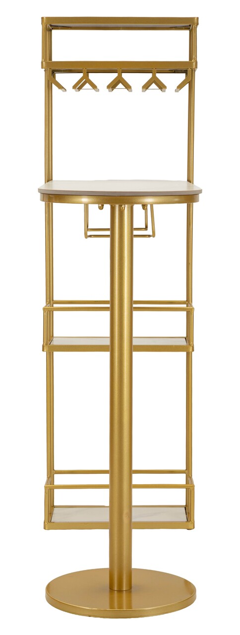 Masa de bar, Mauro Ferretti, Luxy, 120x45x150 cm, metal/imitatie de marmura, auriu/alb - imagine 9