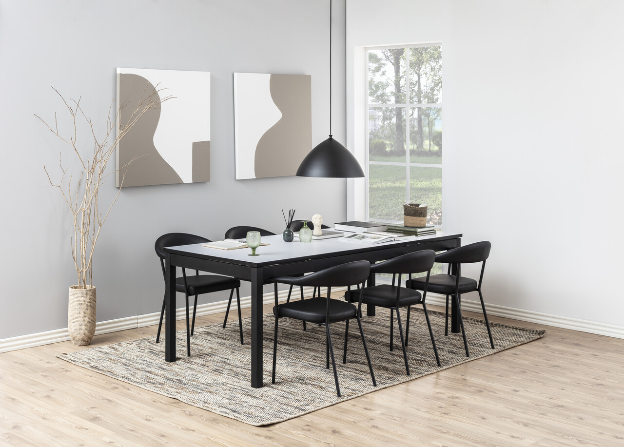 Scaun Ava, Actona, 56x52.5x77.5 cm, piele ecologica/otel, negru - view 8