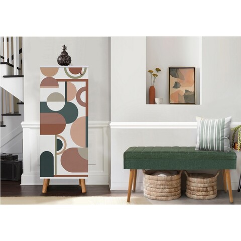 Set de mobilier pentru hol, Hanah Home, Vegas White, Alb/Verde