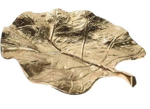 Platou Leaf VAK-1876, 24x21x5 cm, aluminiu, auriu