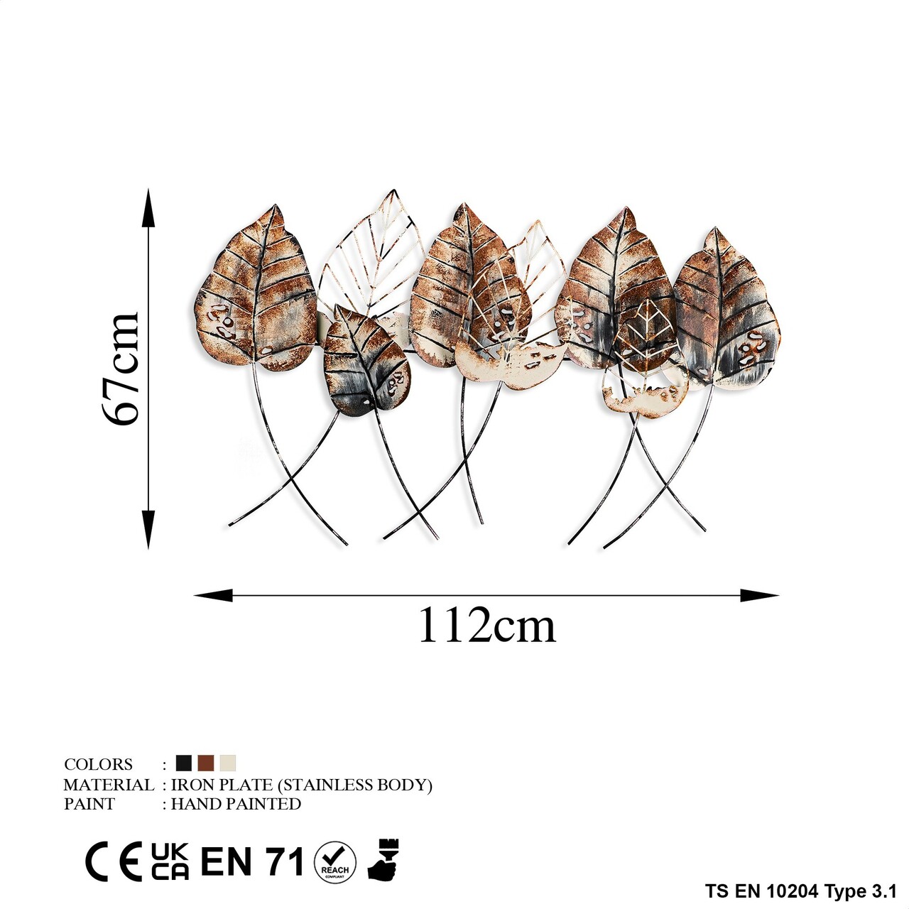 Decoratiune de perete, Casting Leaf 2, Dimensiuni: 67 x 112 cm, Multicolor - imagine 8
