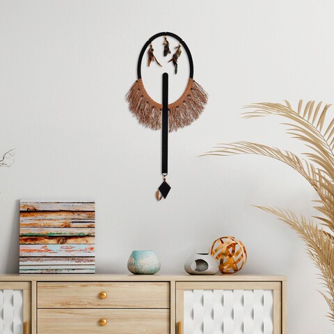 Decoratiune de perete, ifamac, macrame, metal, cupru/negru