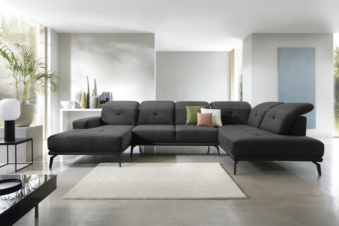 Coltar dreapta 6 locuri ELTAP, RT-06LO, Bretan, 350x205x107 cm, lemn/poliester, gri inchis
