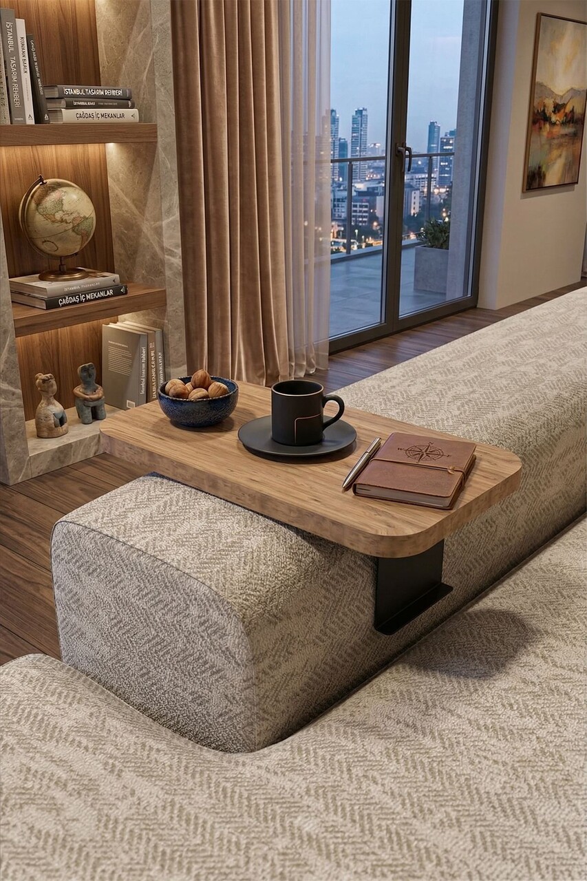 Masuta pentru cotiera canapea, Hanah Home, Artmtksofa2, 32x10x32 cm, Stejar - view 2