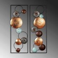 Decoratiune de perete, Textured, Metal, Latime: 32 cm / Inaltime: 92 cm / Adancime: 4 cm (2 bucati), Multicolor
