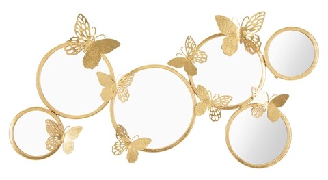 Decoratiune de perete butterflies mirror, mauro ferretti, 89.5x45.5 cm, fier, auriu