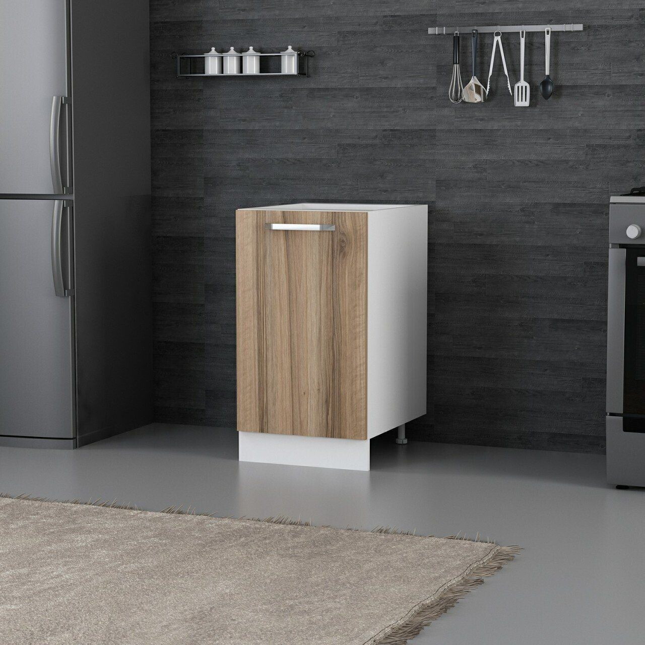 Dulap pentru bucatarie, Hanah Home, Minar, 45x87x58 cm, Alb / Dore — imaginea 2