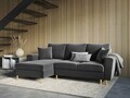 Coltar extensibil stanga 4 locuri, Moghan, Micadoni Home, GL, 241x145x88 cm, catifea, gri deschis