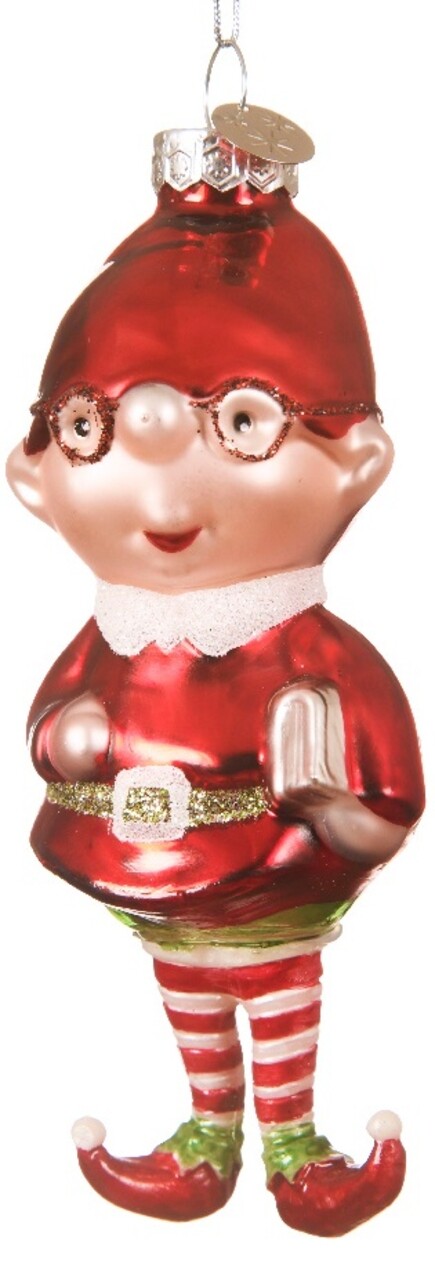 Glob Elf w hat red, Decoris, 5.1x5.1x13.3 cm, sticla, multicolor