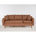 Canapea 3 locuri, Unique Design, 867UNQ1354, Lemn de pin, Maro
