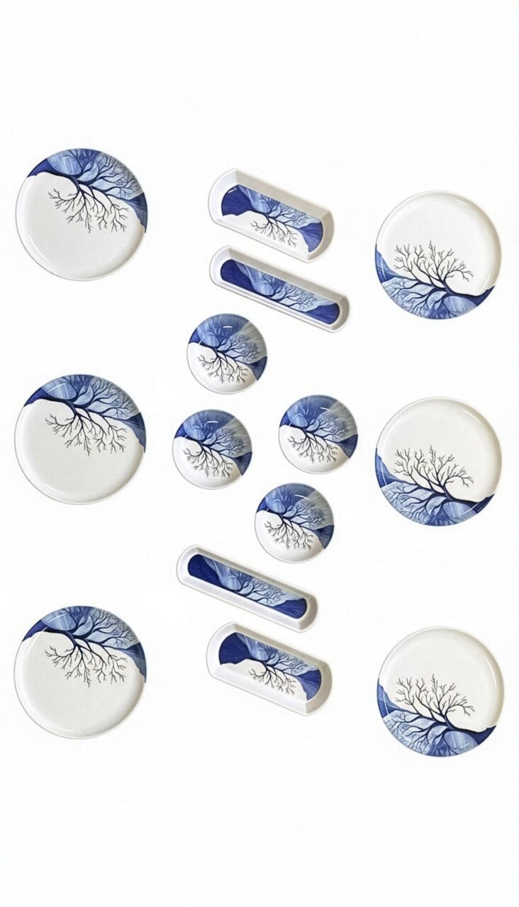 Set de mic dejun (14 piese), L'essentiel Maison, 759NRE1128, Platou: 20 x 6 x 3 cm (2 bucăți), Multicolor - view 3