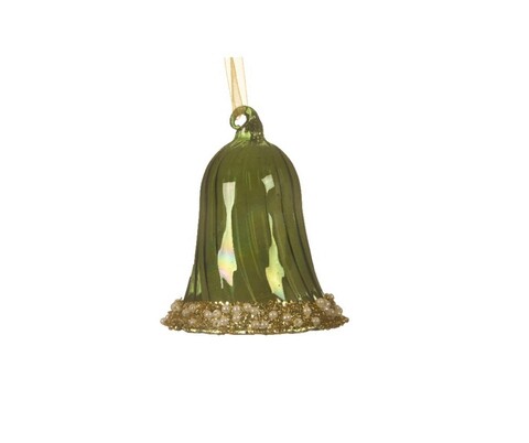 Glob bell-pine green, decoris, h6.7 cm, sticla, verde