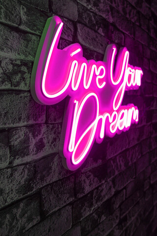 Decoratiune luminoasa LED, Live Your Dream, Benzi flexibile de neon, DC 12 V, Roz mezoni.ro