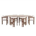 Set masa extensibila si scaune (7 piese), Nordure, Aleria 6, Travertin / Nuc / Alb