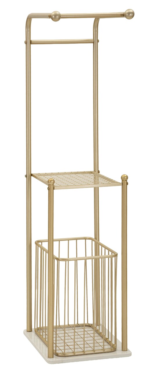 Suport pentru prosoape, Mauro Ferretti, Root, 40x30x122 cm, metal/imitatie de marmura, auriu/alb - view 6