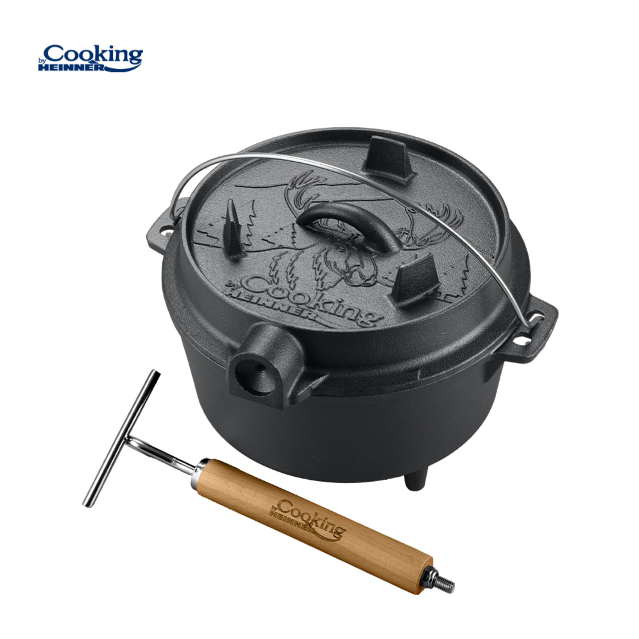 Ceaun cu capac Nature, Cooking by Heinner, 29.5x16 cm, 7 L, fonta, negru - imagine 4