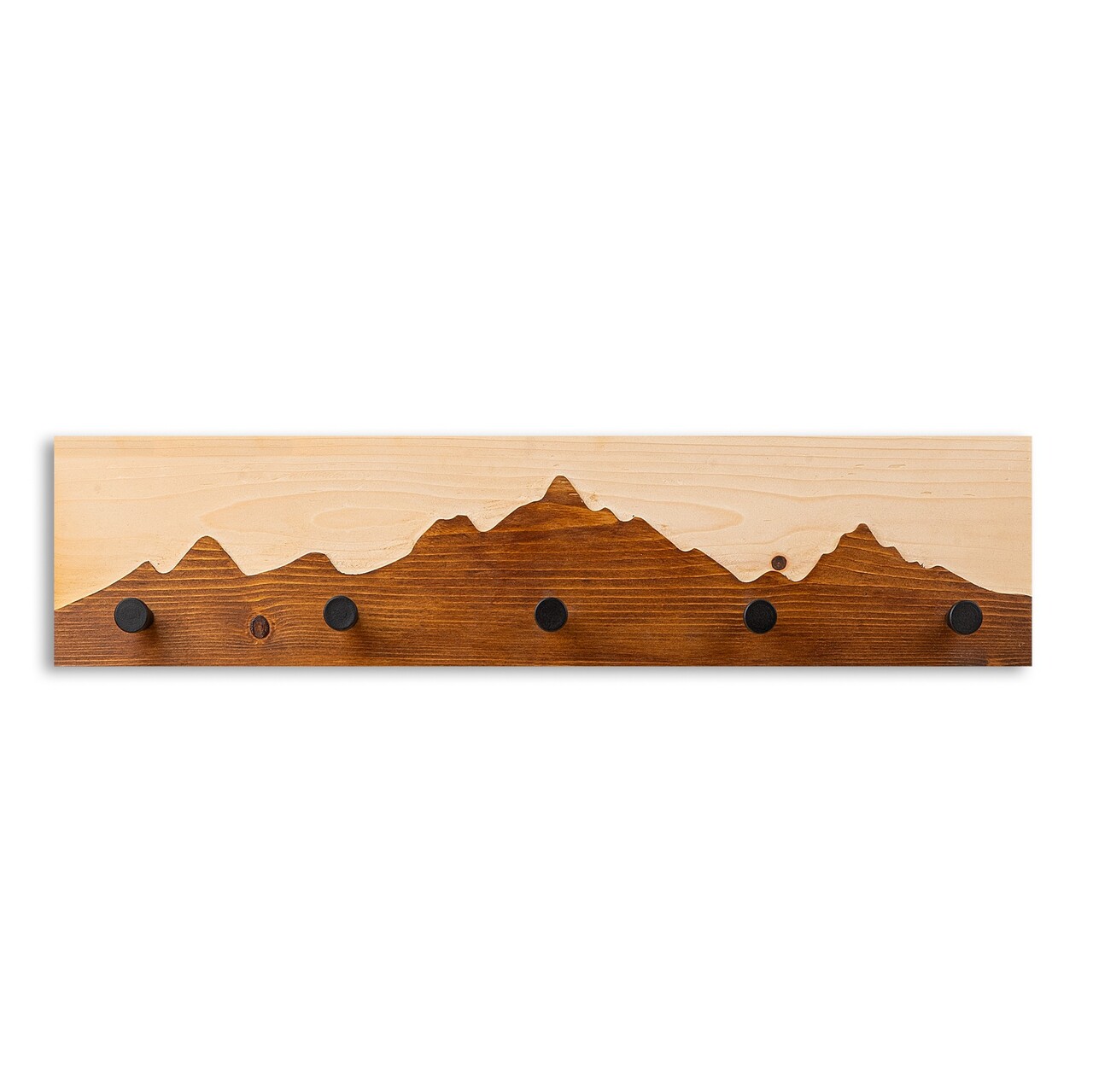 Cuier de perete din lemn, Mountain 4, Lățime: 60 cm Înălțime: 14 cm Adâncime: 5 cm, Nuc / Natural - view 4