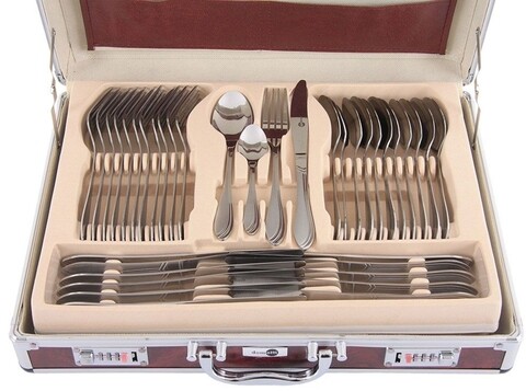 Set tacamuri 72 piese + valiza Maria, Domotti, inox