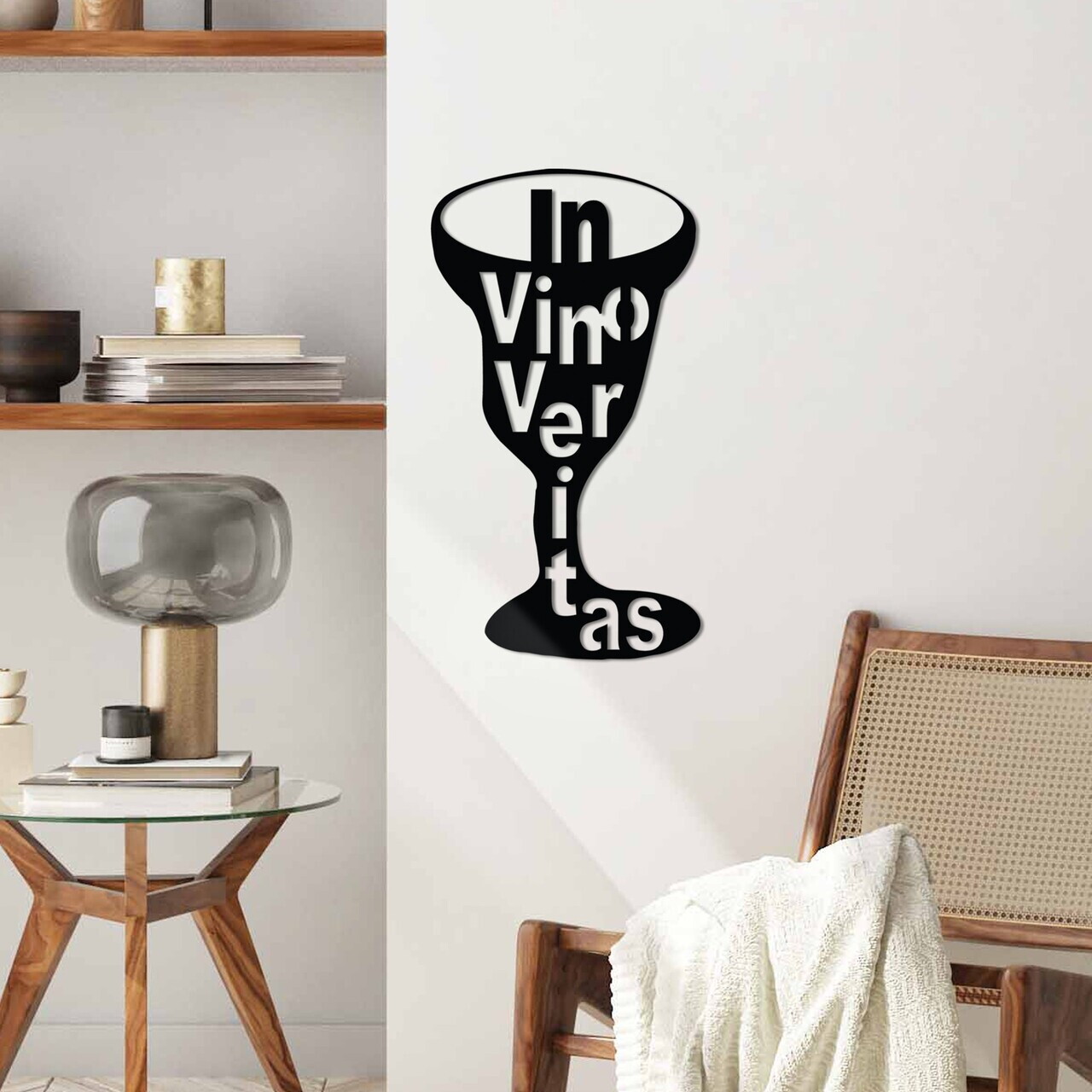Decoratiune de perete, Veritas 1, 30 x 60 cm, Negru — imaginea 3