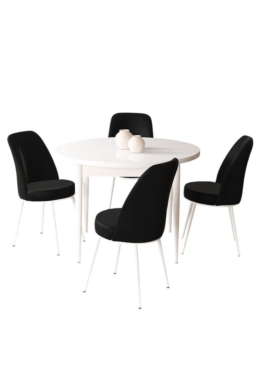 Set masă și scaune (5 bucăți), Hanah Home, Tor, Alb/Negru - view 2