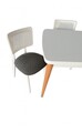 Set masa extensibila si 4 scaune, Fairfax, Lina, Lemn de fag, Alb lemn / Negru